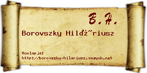 Borovszky Hiláriusz névjegykártya